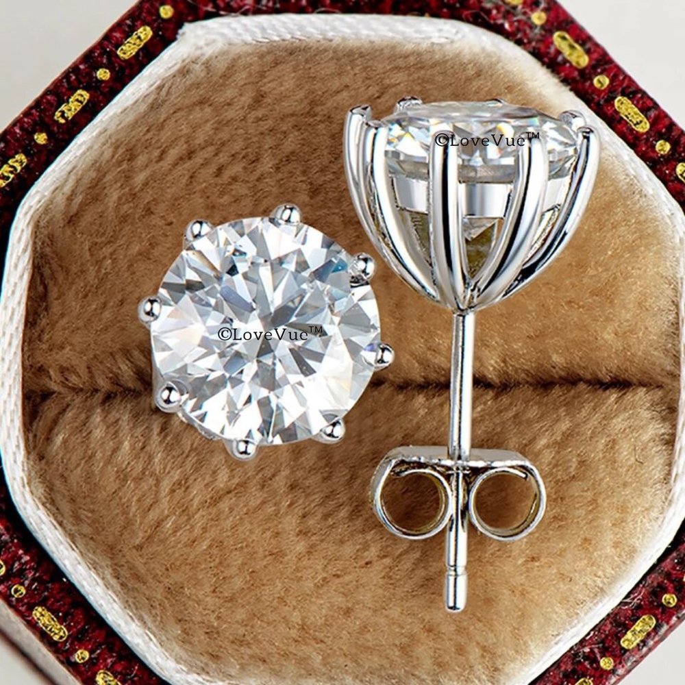 Certified 4ct. t.w. Diamond Solitaire 8-prong Stud Earrings - Picture 3 of 15